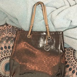 Metallic Silver Michael Kors Tote